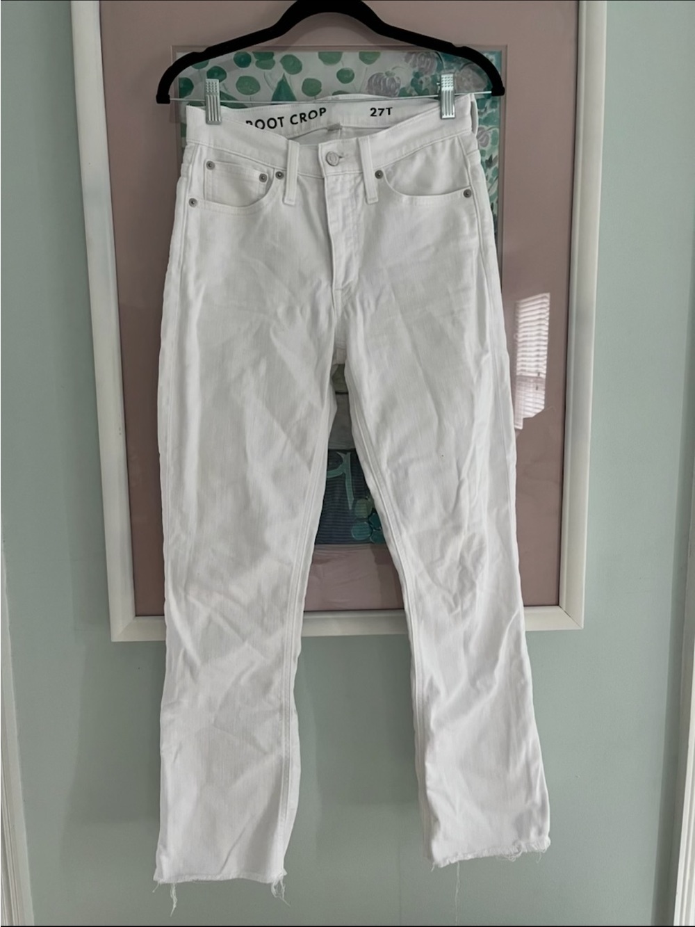 J. Crew White Cropped Straight-Leg Jeans